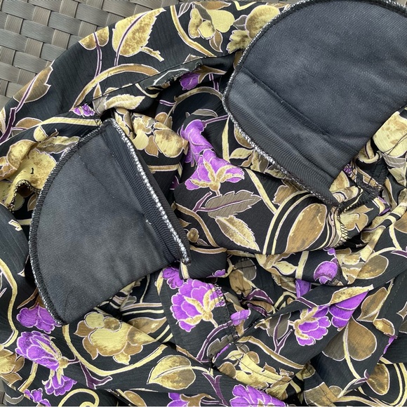 Vintage 80s Jumpsuit Floral Brocade Power Purple Gold 6 - Picture 11 of 12